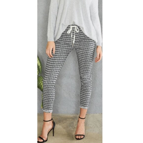 Venti6 Venti 6 Italy Drawstring Jogger Pants Herringbone Black White Size Medium - Picture 1 of 4